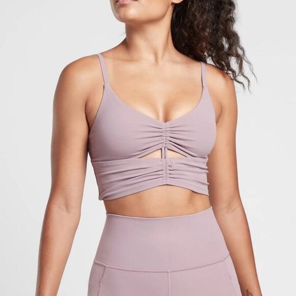 Athleta Women’s Cinch Longline Bra. Flora Pink Size Small - Picture 2 of 8